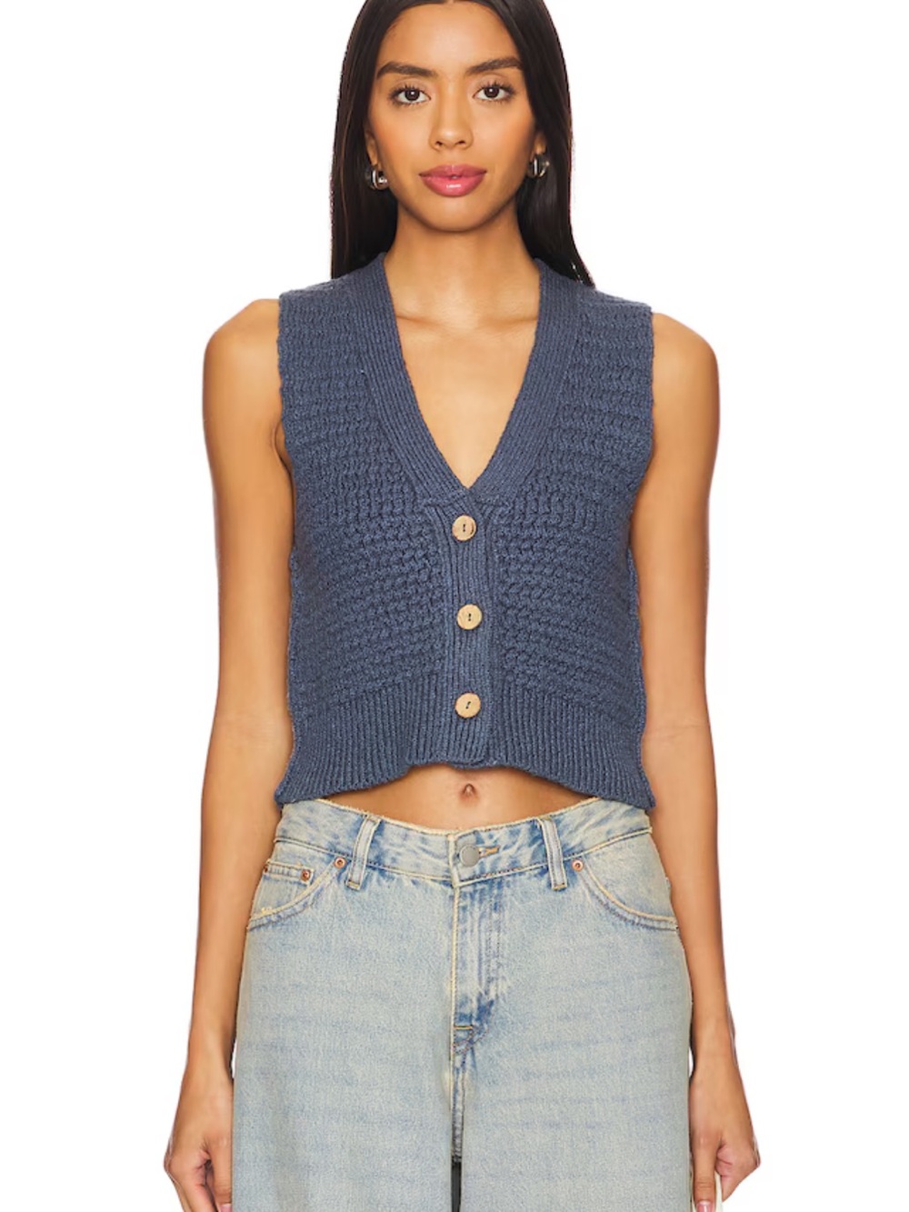 Free People We The Free Ava Knit Vest in Vintage Indigo - Picture 13 of 13